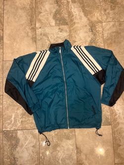 Vintage Adidas Jacket Mens Large Green Soccer Track Full Zip 3-Stripes