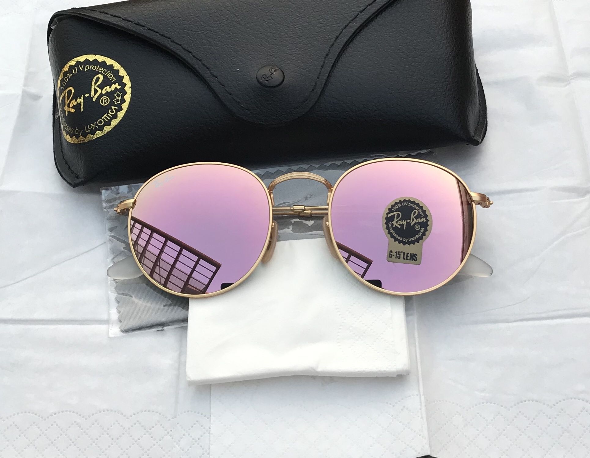 Round 3447 Pink Lenses Unisex Sunglasses 