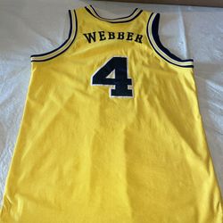 Authentic Nike Chris Webber Michigan Wolverines Yellow Jersey Mens 48 Euc Sewn