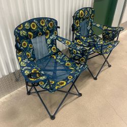 Pair of Ozark Trail Adult Oversized Mesh Camp Chairs with Cooler $50 for both 