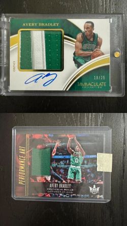 Avery Bradley Boston Celtics Game Used Panini Immaculate Patch Auto and Panini Court Kings Cards Bundle