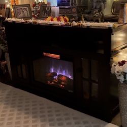 58" Fireplace TV Stand W/ 1400W Electric Fireplace for TVs up - 58'' x 16'' x 32'' - Black