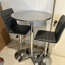 2 Silver Bistro Tables And 4 Chairs Sets