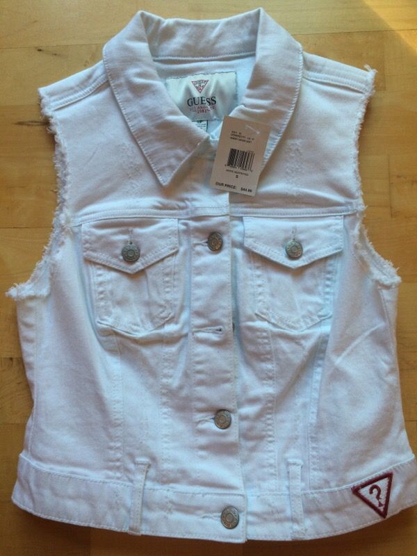 Guess white jean jacket small white short sleeve