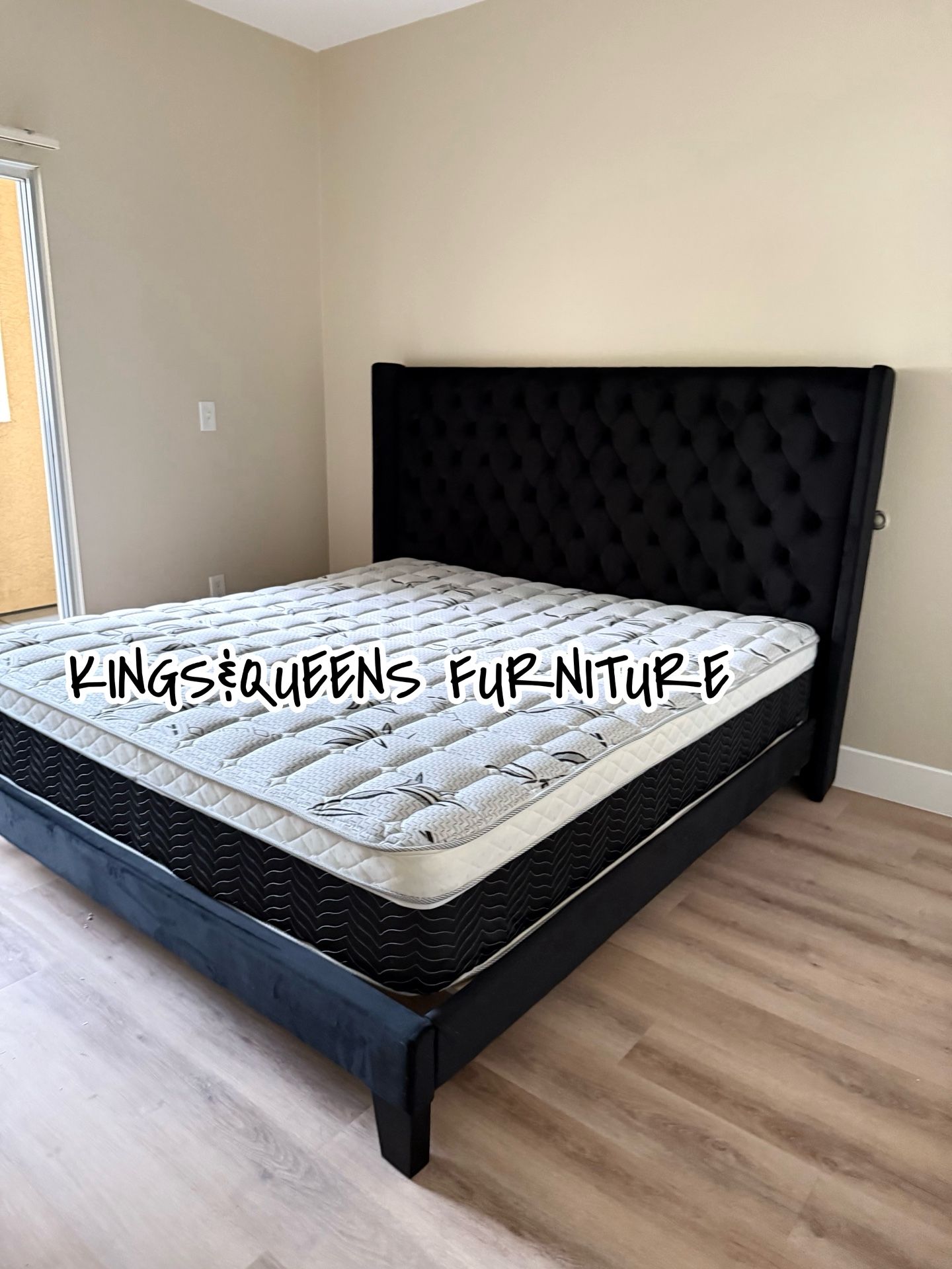 New King Bed Frame With Mattress 