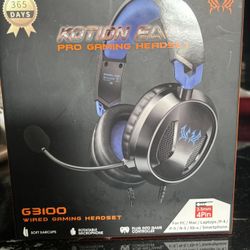 Kotion Each Pro Gaming Headset G9000 Stereo 3.5mm 4-pin Plug with Mic, Blue NEW