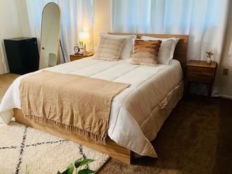 Queen Size Bed + Mattress + Slats