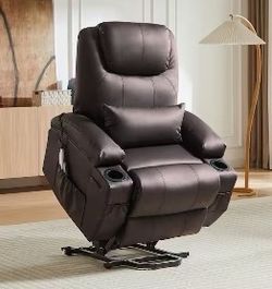 New Brown Power Lift Recliner with Heat & Massage