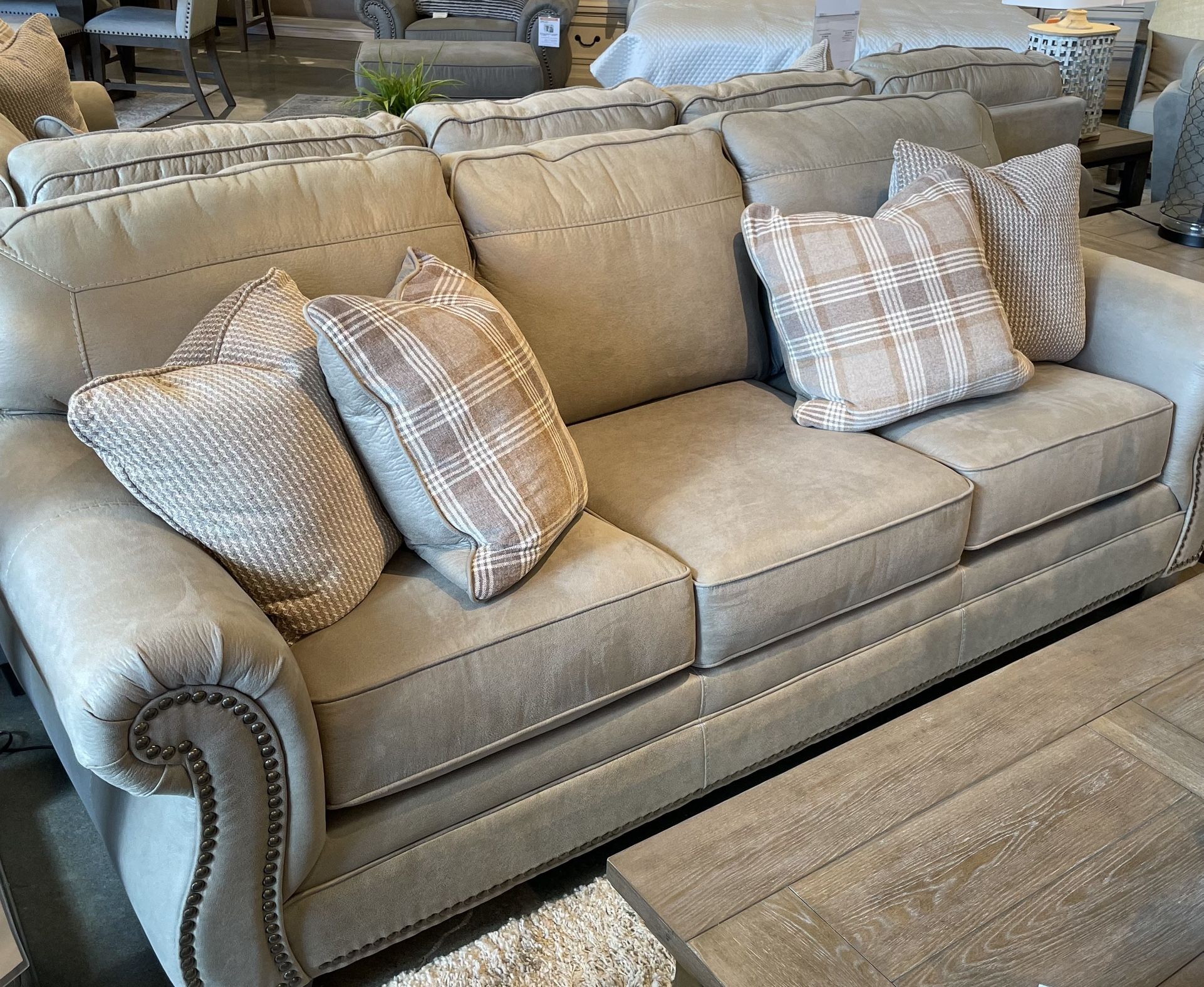 Gray Faux Leather Sofa
