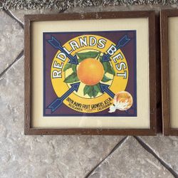 Antique orange grower labels out of Redlands, California