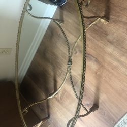 Metal And Glass Coffee With End Table