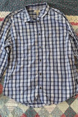 Calvin Klein Men’s Long sleeve button down dress shirt blue and white Sz L