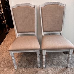 Set of 2 Upholstered Chairs - farmhouse gray/brown
