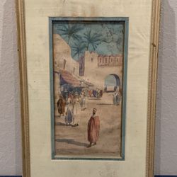GIOVANNI BARBARO (b.1864) Listed Italian Master W/C Painting Arabian Cityscape