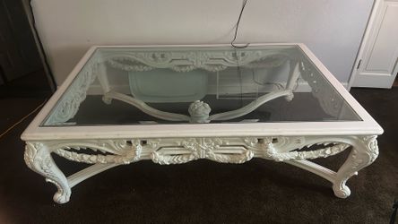  Vintage White Glass Table 7ft x 4ft