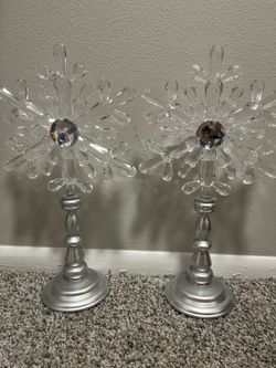 Crystal Snowflake Decorative Stands Set of 2