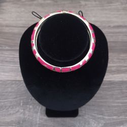 Pink Enamel Clamp Bracelet