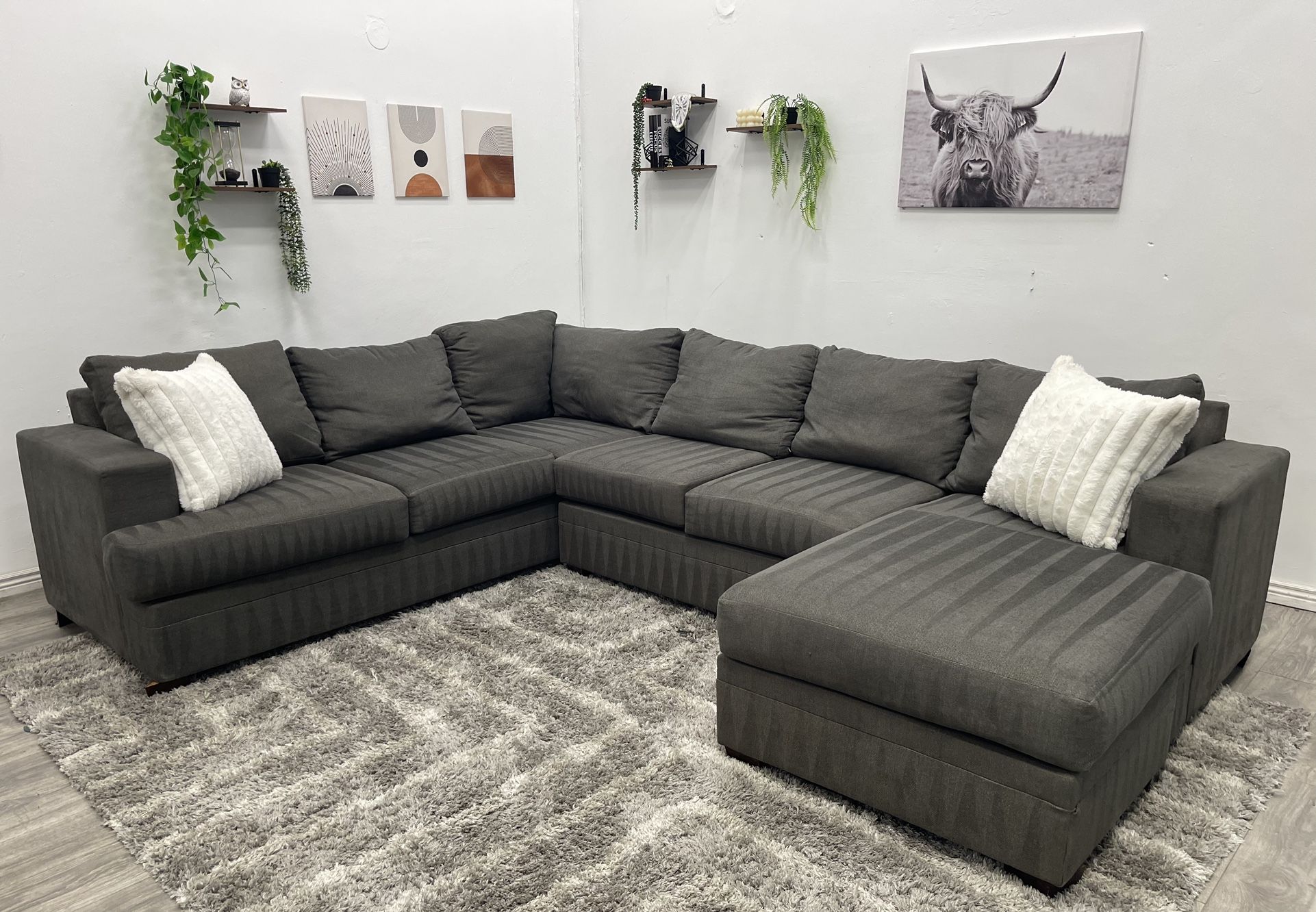 Living Spaced Grey Sectional Couch - Free Delivery