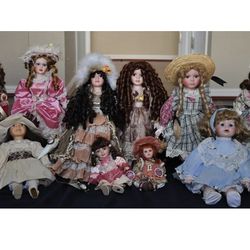 11 Vintage Classic Porcelain Dolls Old Dolls Collectible Victorian Beautiful  Used/pre Owned! Hard To Find!!