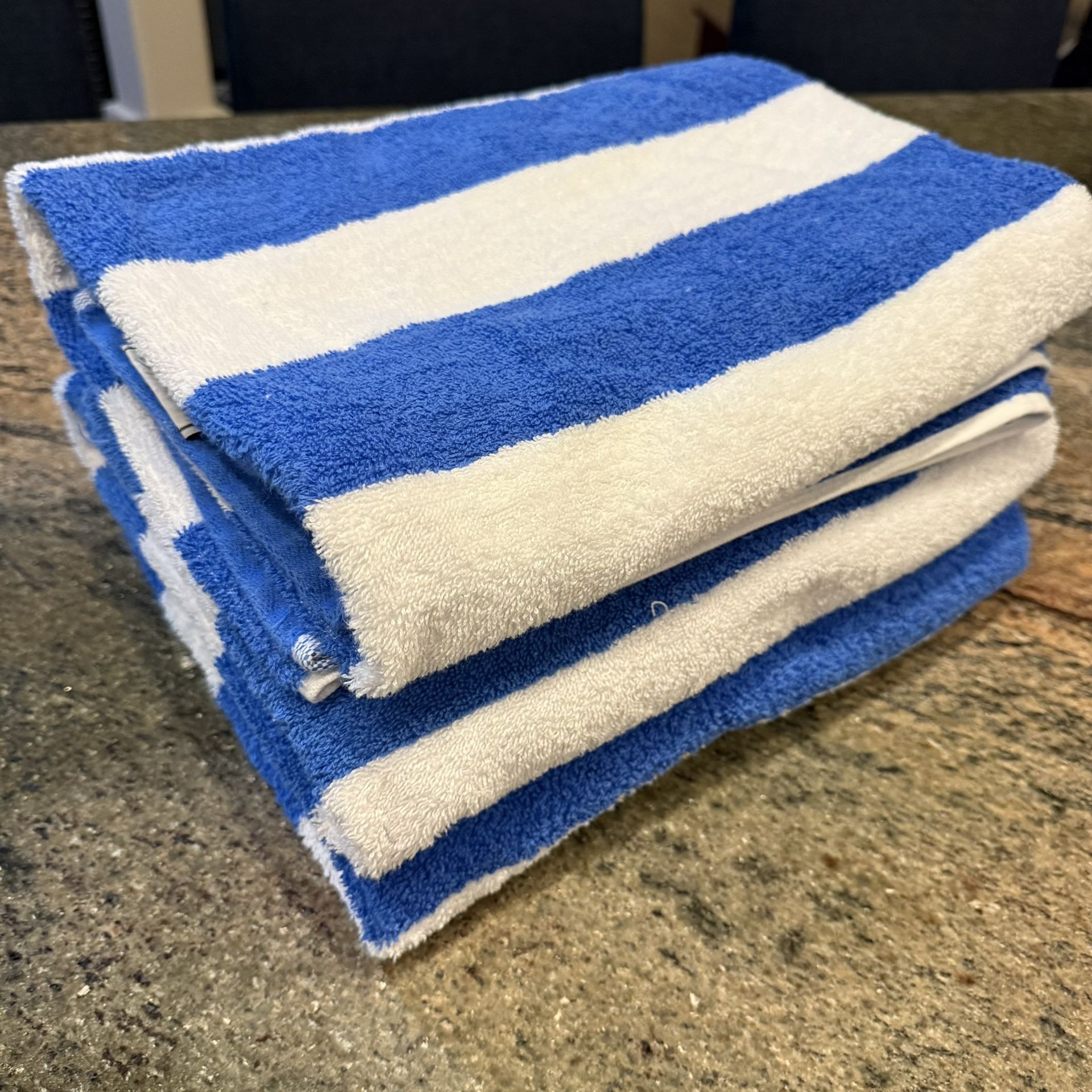 3 Utopia Cabana Striped Pool Beach Bath Towels Blue White