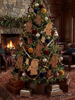 Handcrafted wooden angel figurines Christmas choir Solid wood Organic grain
