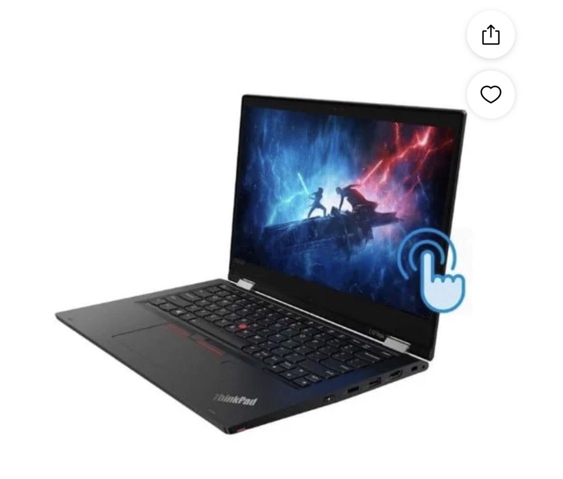 Lenovo ThinkPad L13 Yoga 13.3" FHD Touchscreen Laptop, Intel Core i5, 8GB RAM, 256GB SSD, Windows 10, Black, 20R5000TUS