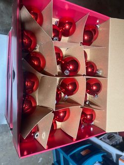 Red Glass Christmas Ball Ornaments S