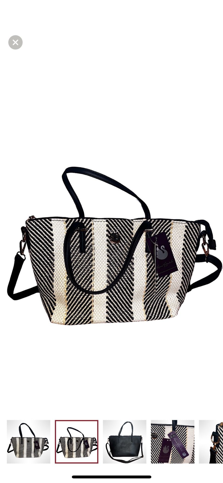 Gloria Vanderbelt Multi Stripe Woven Large Satchel Bag