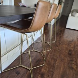 West elm Leather Slope Bar stools (3)