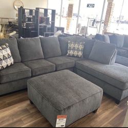 New Dark Gray Sectional Sofa Couch *Ottoman Sold Separately* 
