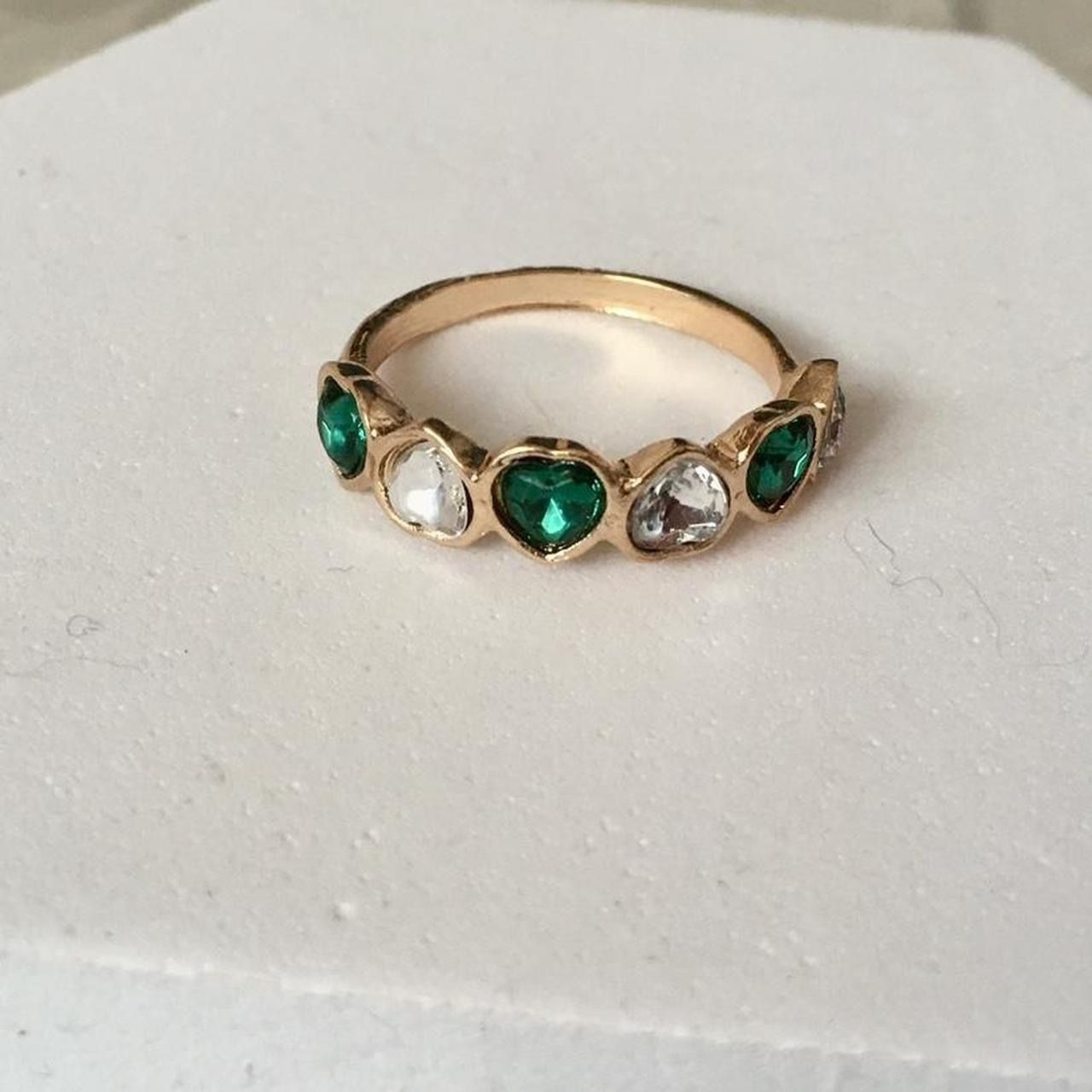 Green Heart Shaped Ring, Size 7