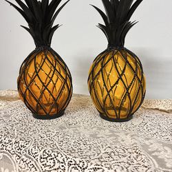 2 Large Glass Pineapples