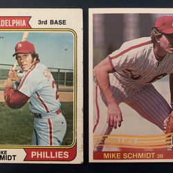 2 Mike Schmidt Baseball Cards (Topps 1974 #283 & Donruss 1984 #183) Cards 