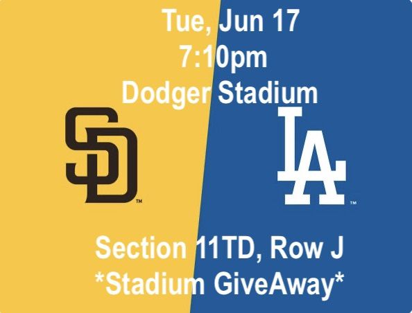 Dodgers 2 Tix World Series Trophy Giveaway 6/17