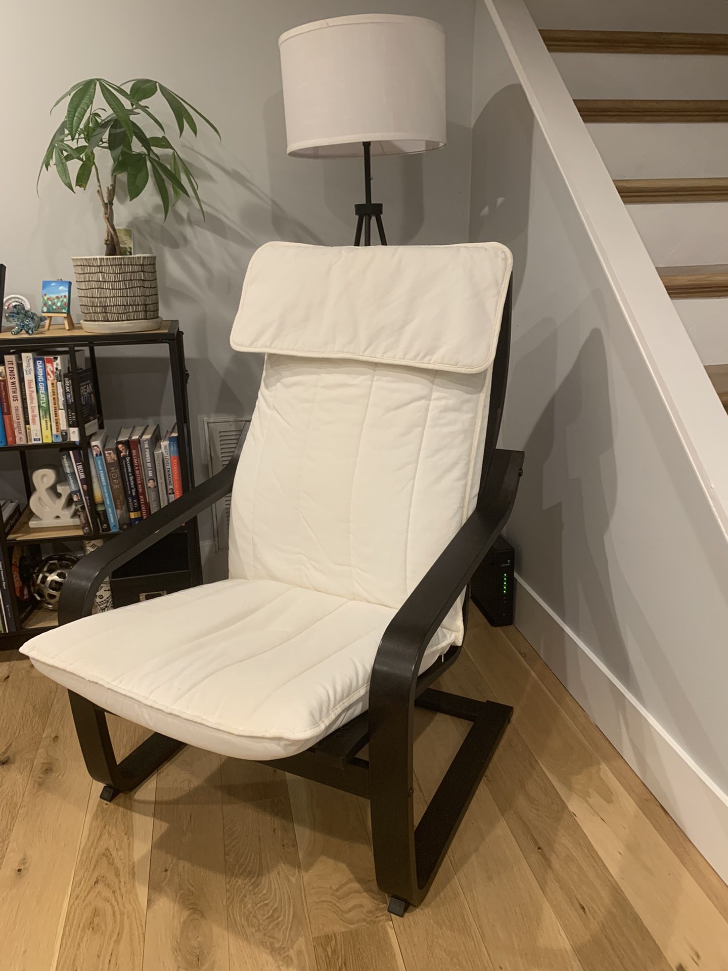 Poang Black Chair Cream Colored Cushion