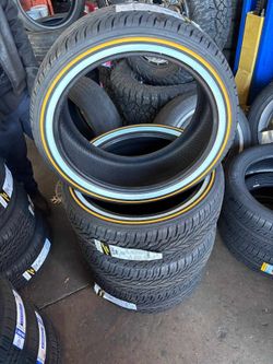 245/45R19 Vogue Custom Built Radial VIII White/Gold Sidewall Tire