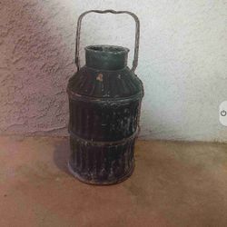 ANTIQUE FLUTED METAL CONTAINER