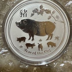 2019 2oz Perth Mint Year Of The Pig Silver Coin