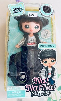 NEW! Na Na Na Surprise Glam Maxwell Dane 7.5" Fashion Doll Metallic Puppy Purse