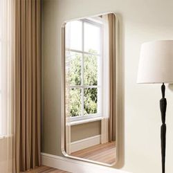 Y19 $80  28 in. W x 60 in. H Rectangular Modern Silver Aluminum Framed Rounded Full Length Mirror  Our Silver Aluminum Frame Wall Mounted Full Length 