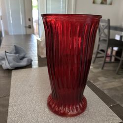 Red Large Glass Vase 