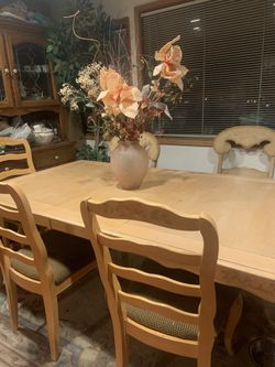 Beautiful Beige Wood Dining Room Set