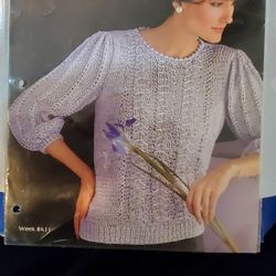 Satina Rajon Ribbon Yarn With Partly Made Sweater  And Approx 9 Skiens Beautiful Silvery Blue 