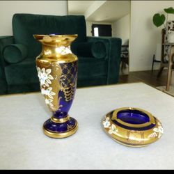 Bohemian Vase & Ashtray