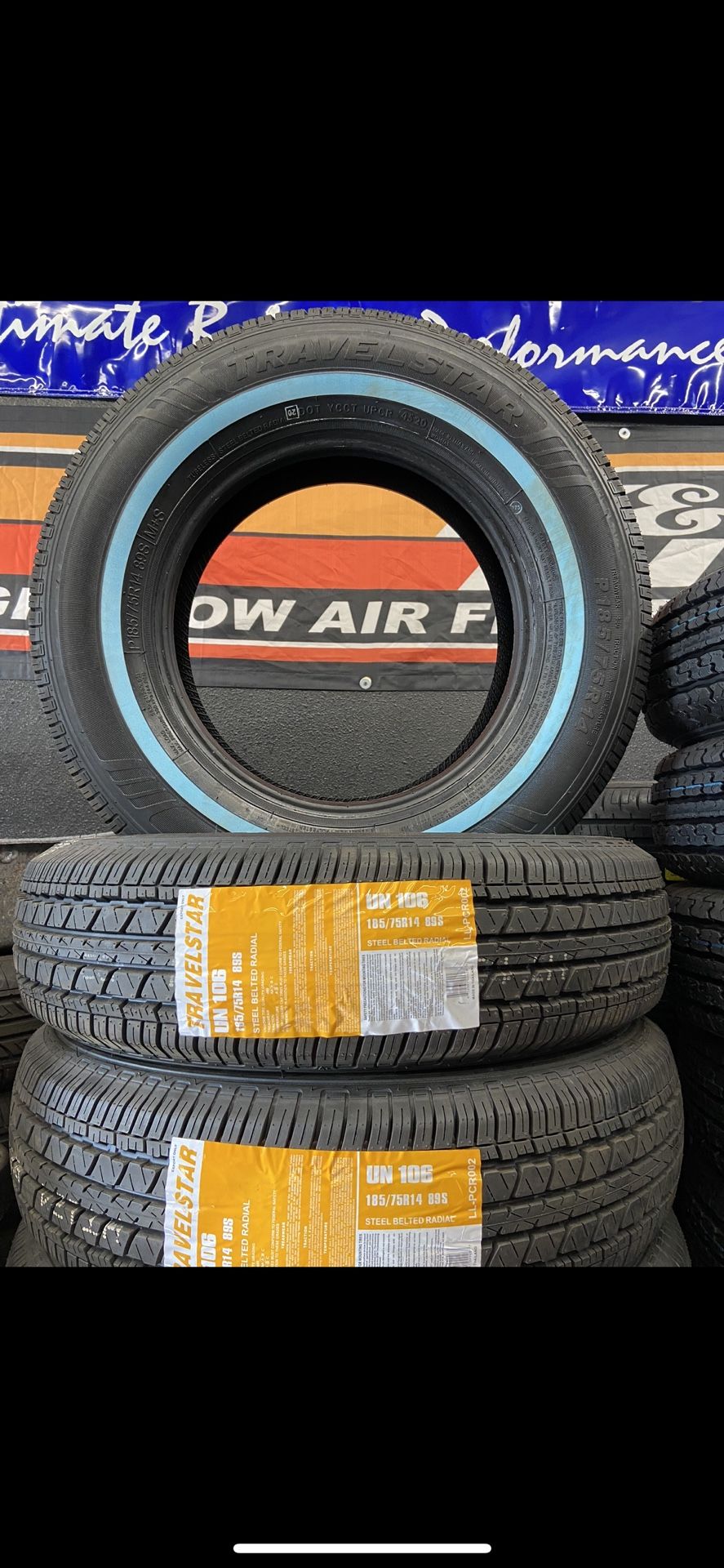 WHITE WALLS 185/75R14 TRAVELSTARS 185/75/14 $80 NEW UN106 WHITE WALL 185/75R/14 TRAVELSTAR