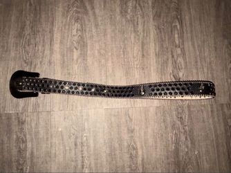 Authentic B.B. Simon Black Studded Crystal Belt Western Y2K Blackout Size 32-36
