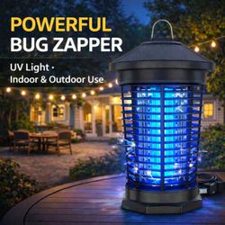 5.8Ft Portable Mosquito Zapper Fly Zapper Indoor, 4000V High Powered Mosquito Killer Lamp, Hanging Waterproof Bug Light Zapper Black