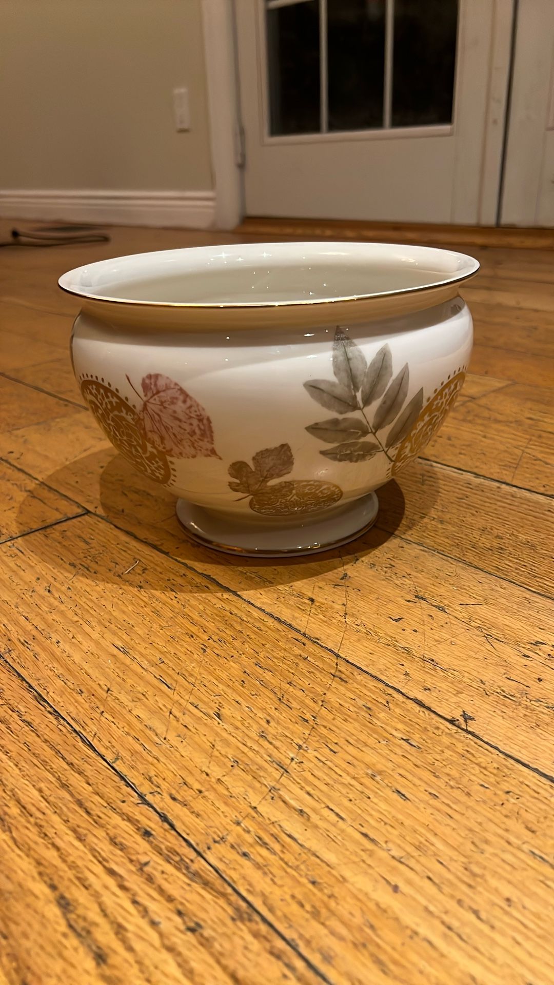 Lenox Nature Impressions Burn Leaves Pedestal Footed Centerpiece Bowl