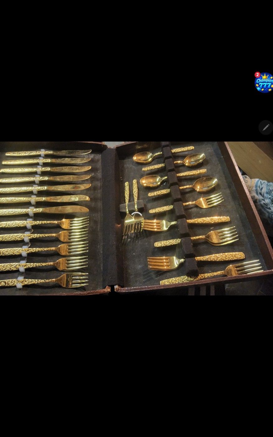 Gold Plated Silverware Set