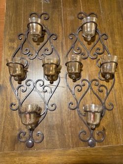 Wrought Iron Wall Sconce Candle Holders Set of 2